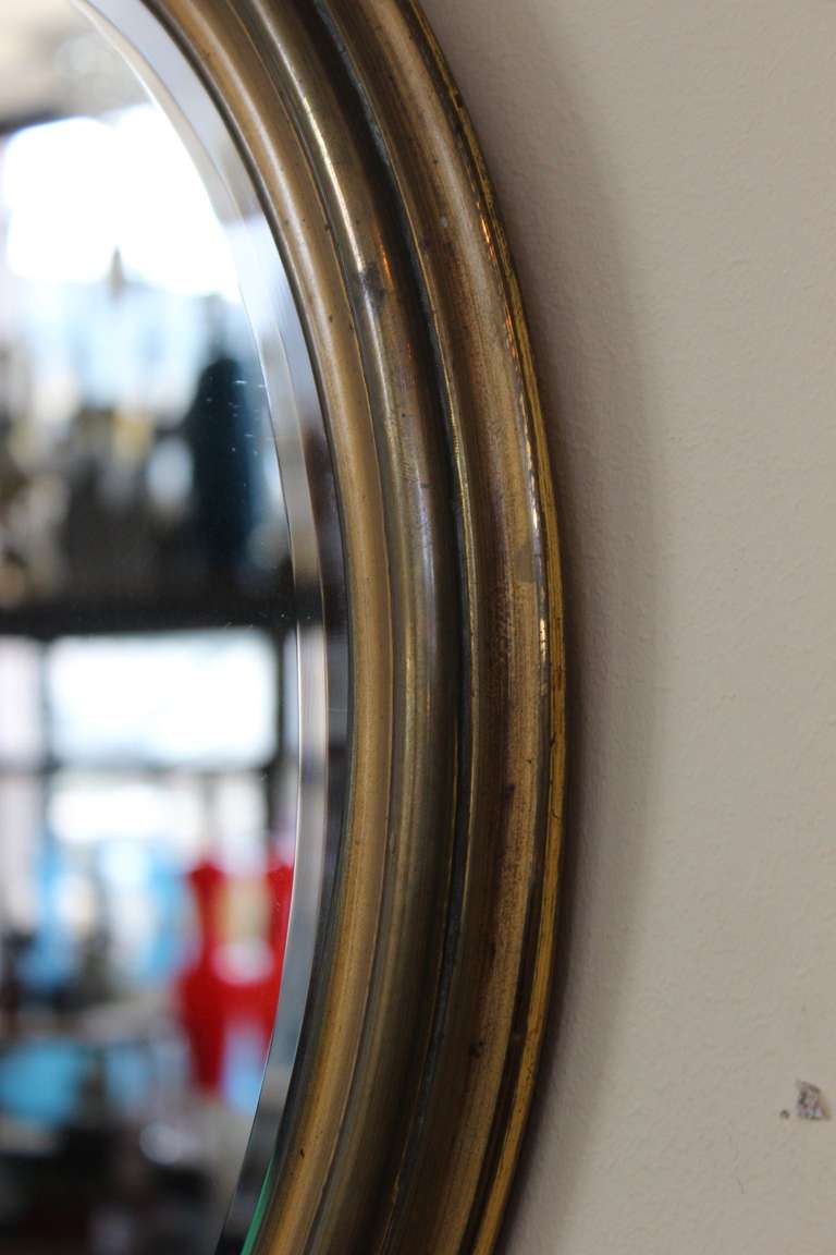 French Small Oval Brass Framed  Mirror