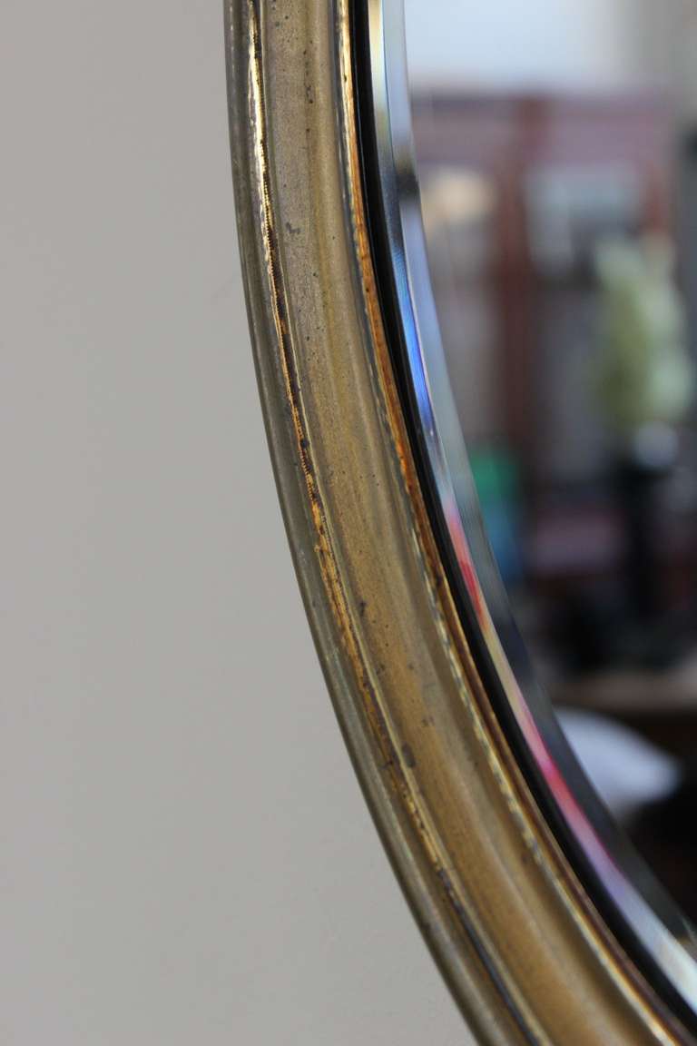 Small Oval Brass Framed  Mirror In Good Condition In Buchanan, NY