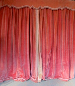 Pair of Pink Velvet Drapes with Valance