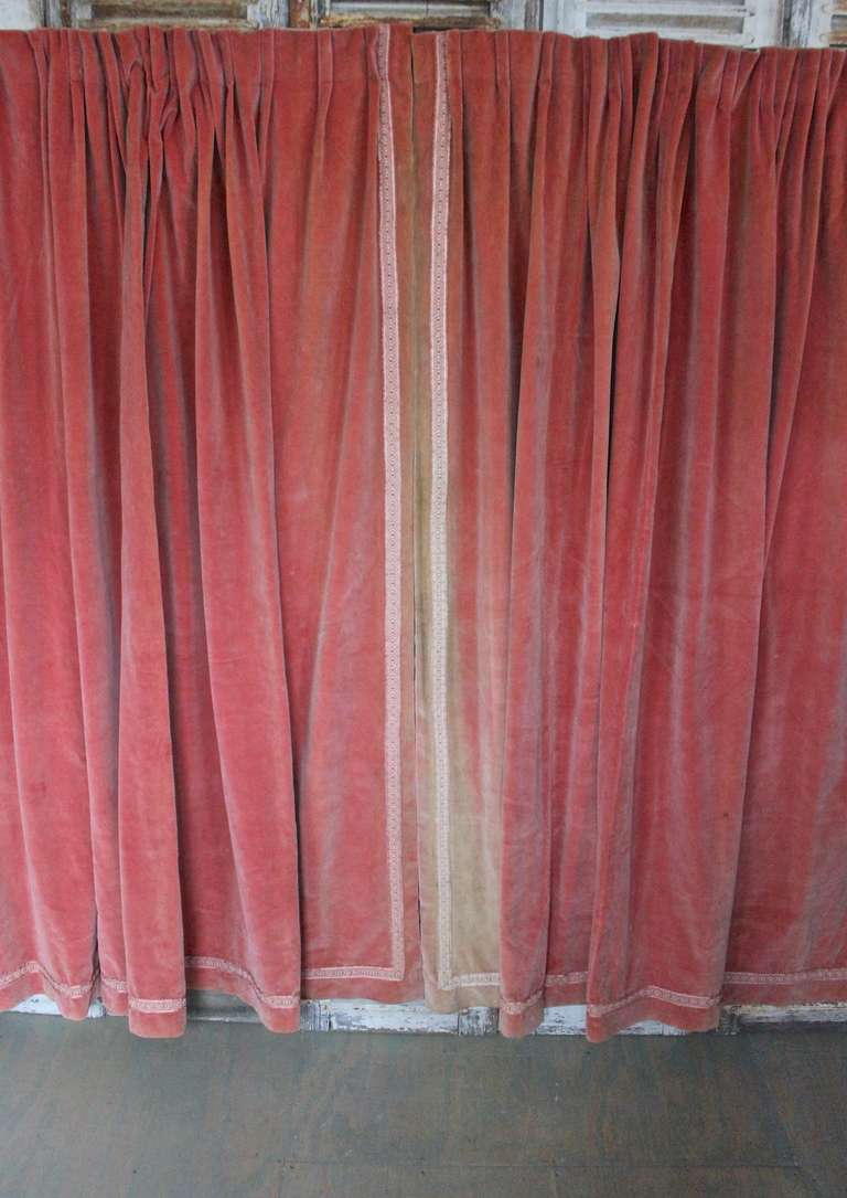 Pair of Pink Velvet Drapes with Valance 2