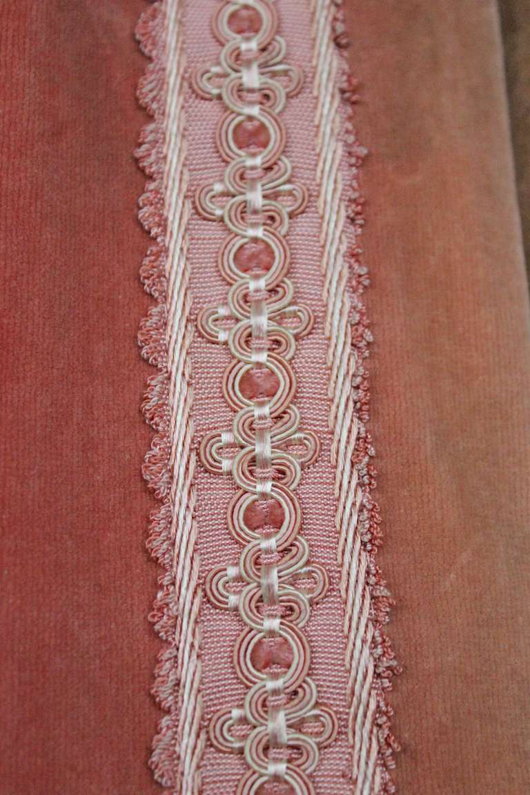 Mid-20th Century Pair of Pink Velvet Drapes with Valance