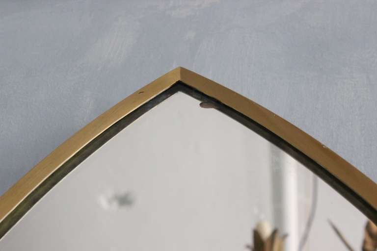 Brass Pair of Mid-Century Modern Arched Mirrors