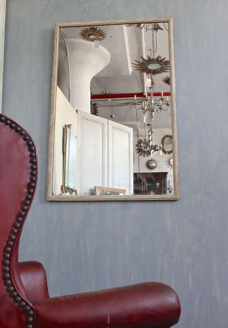French 19th Century Mirror with a Distressed Painted Frame In Distressed Condition For Sale In Buchanan, NY