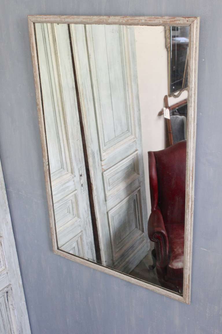 French 19th Century Mirror with a Distressed Painted Frame For Sale 3
