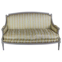 French Louis XVI Style Sofa with Painted Carved Frame 8