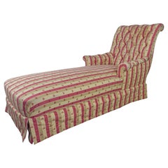 Large French 19th Century Napoleon III Chaise Longue in Striped Patterned Fabric