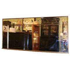 French 1940's Reverse-Painted Mirror with Chinoiserie Motifs