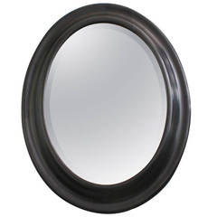19th Century Oval Convex Framed Mirror with Bevel 9