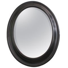 19th Century Oval Convex Framed Mirror with Bevel
