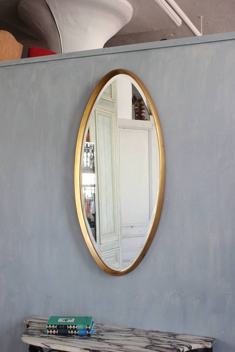 American Gilt Framed Oval Mirror, 1950s 2