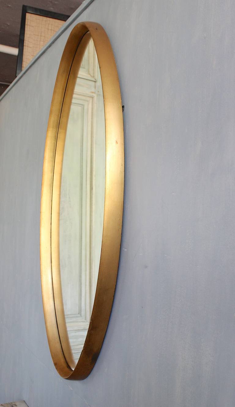 Mid-20th Century American Gilt Framed Oval Mirror, 1950s