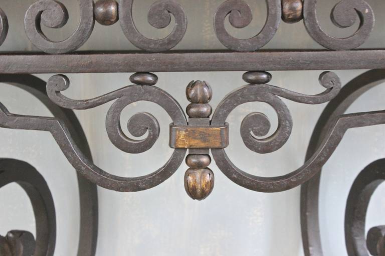 19th Century Wall-Mounted, Wrought Iron Console with Marble Top 1