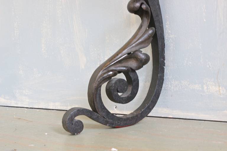 19th Century Wall-Mounted, Wrought Iron Console with Marble Top 2