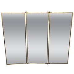 Brot Dressing Mirror with Brass Frame, French, 1940s