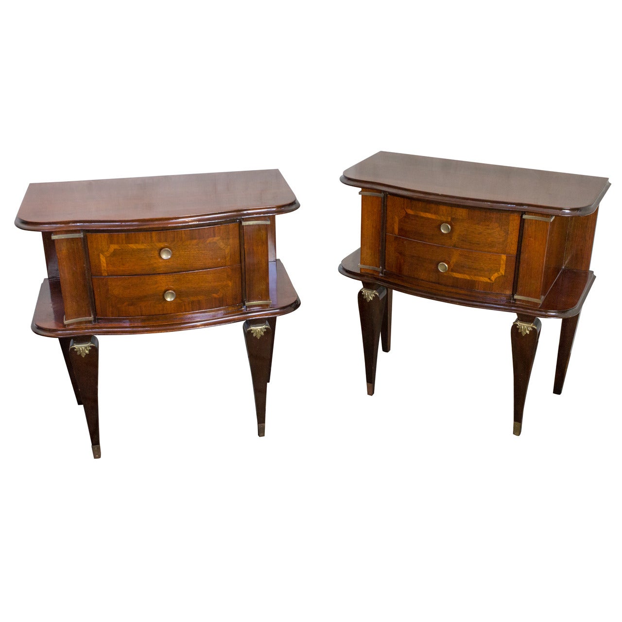 Pair of French 1940s Rosewood Nightstands