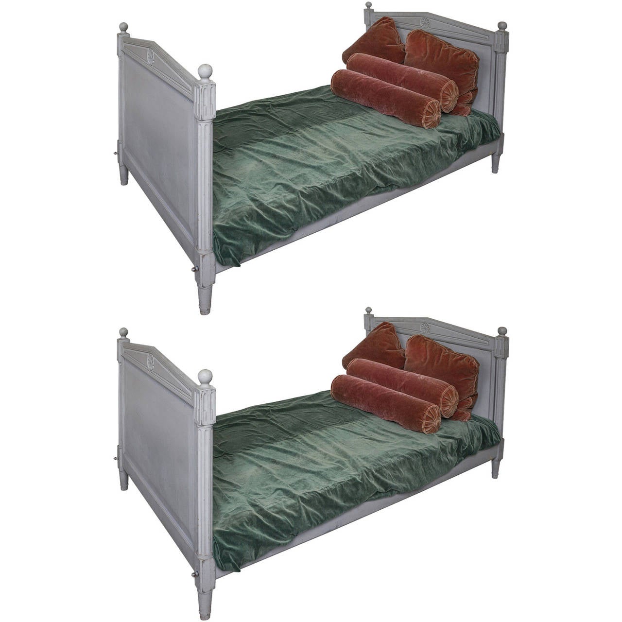 20th C. Pair of French Directoire Style Wooden Twin Beds at 1stDibs