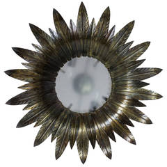 Spanish 1940s Gilt Metal Ceiling Light Fixture