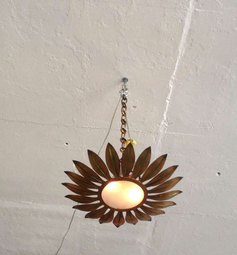 Small Spanish Gilt Metal Ceiling Fixture