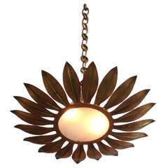Small Spanish Gilt Metal Ceiling Fixture