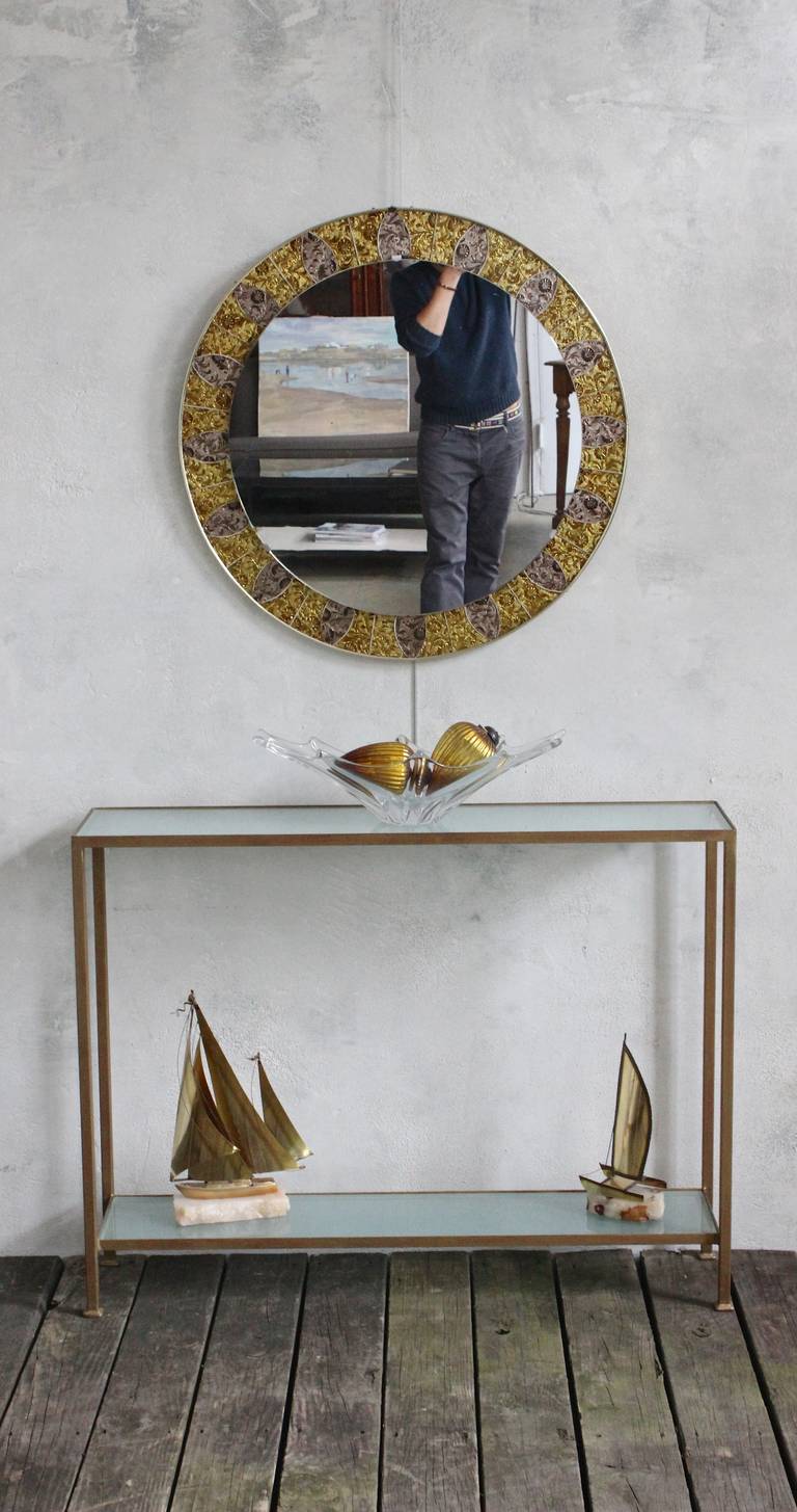 French, 1970s Mosaic Mirror In Good Condition In Buchanan, NY