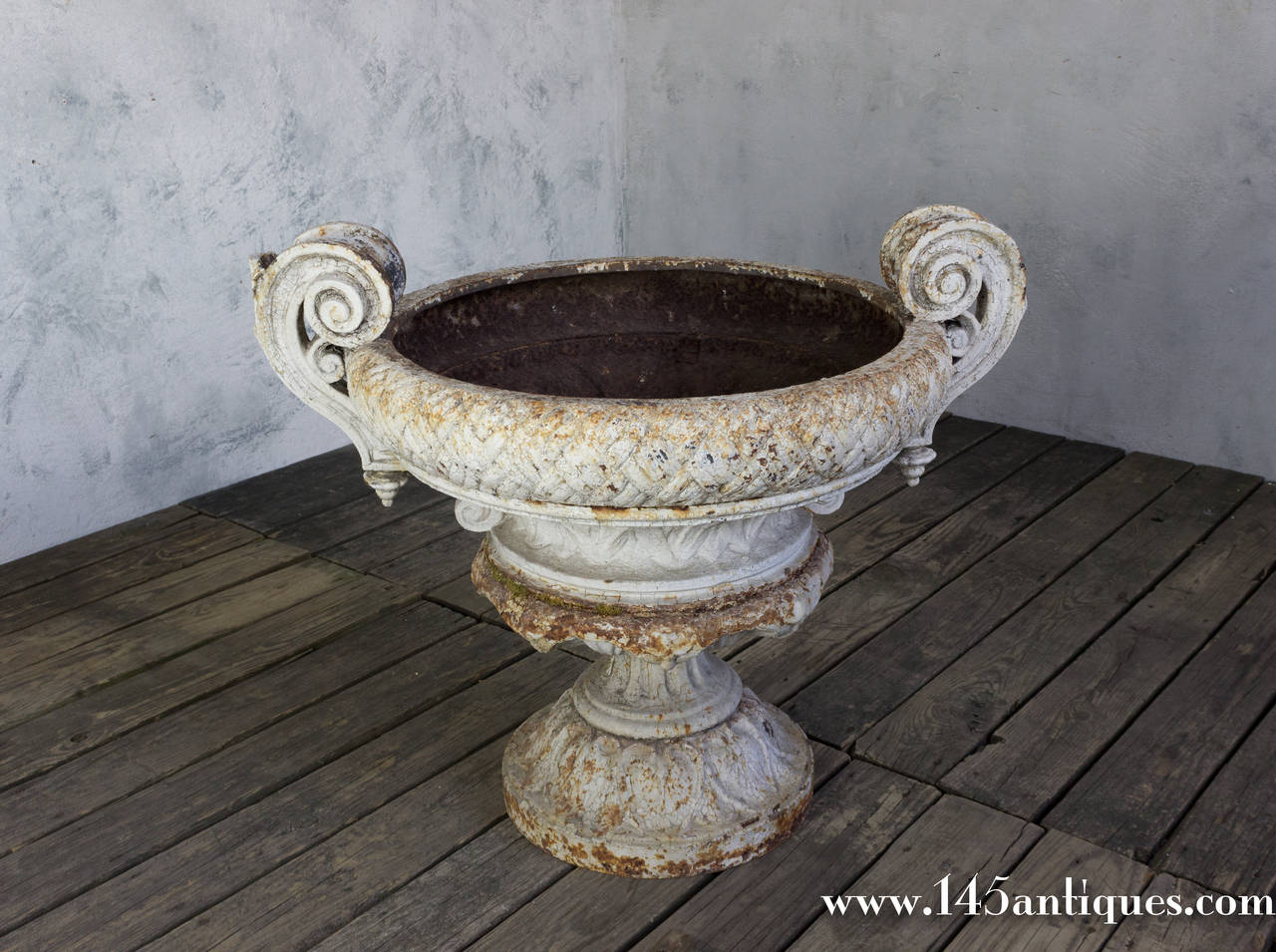 Magnificent 19th C. garden urn with original patina