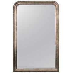 19th Century Louis Philippe Mirror in Silvered Frame Antique 19th Century Louis Philippe Mirror in Silvered Frame