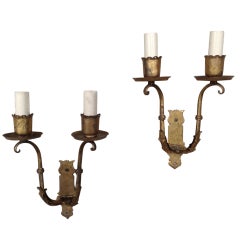 Pair of Spanish Gilt Iron Sconces