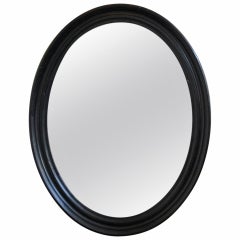 Large Napoleon III  Oval Mirror with Black Painted Frame