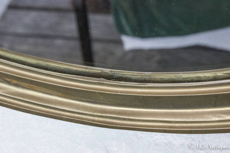 1950s French Brass Oval-Shaped Mirror 1