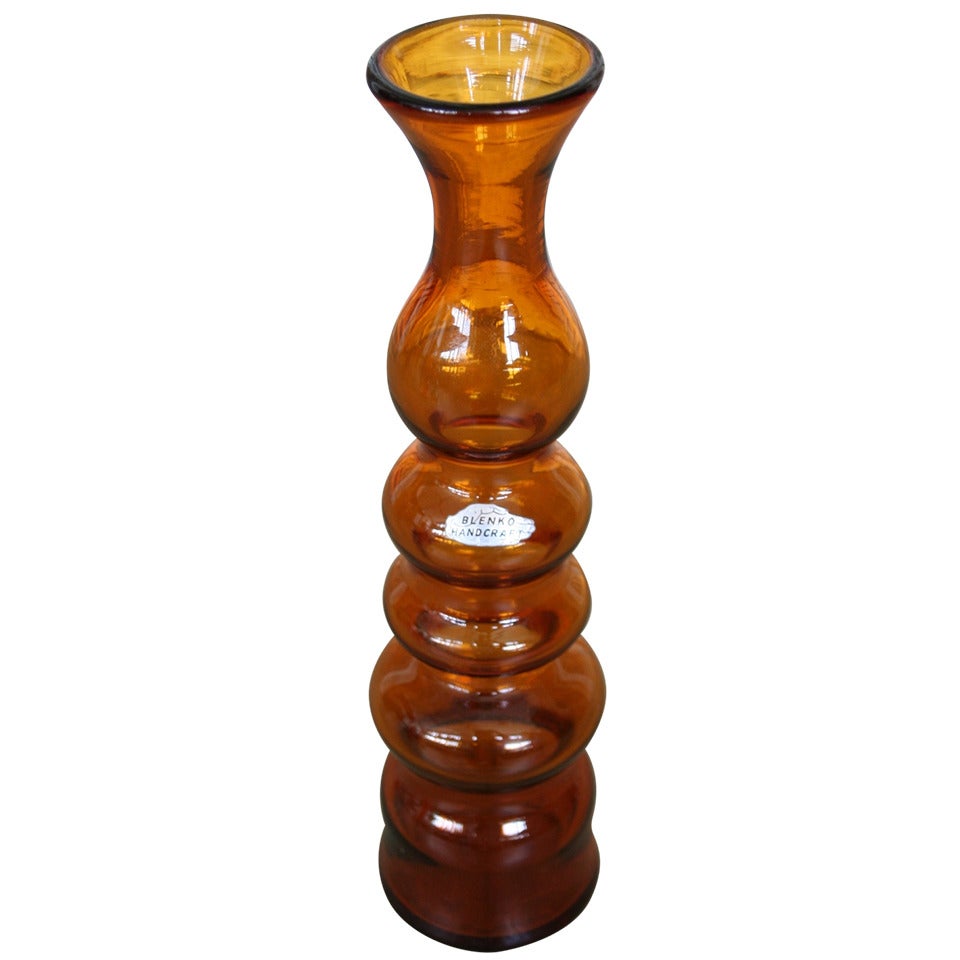 Mid-Century Blenko Orange Glass Vase