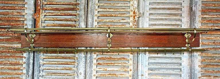 Large 1920's Brass & Wood Coat Rack