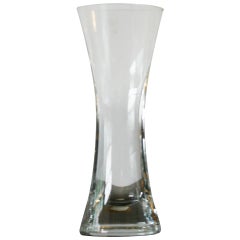 Vintage Small French Mid Century Clear Glass Vase