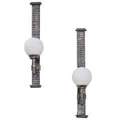 1950s Spanish Wrought Iron Sconces with Glass Globes 10