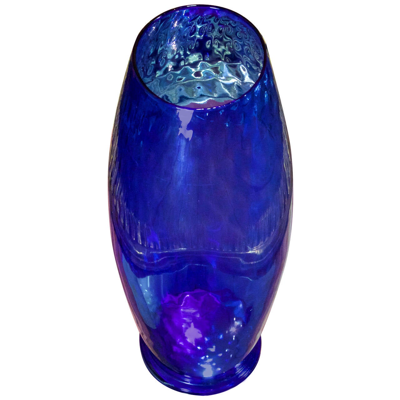 Mid Century Italian Blue Glass Vase at 1stDibs
