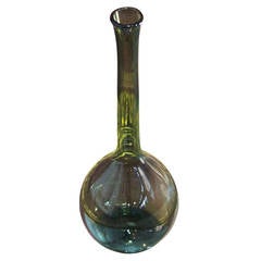 Scandinavian Olive Green Glass Vase