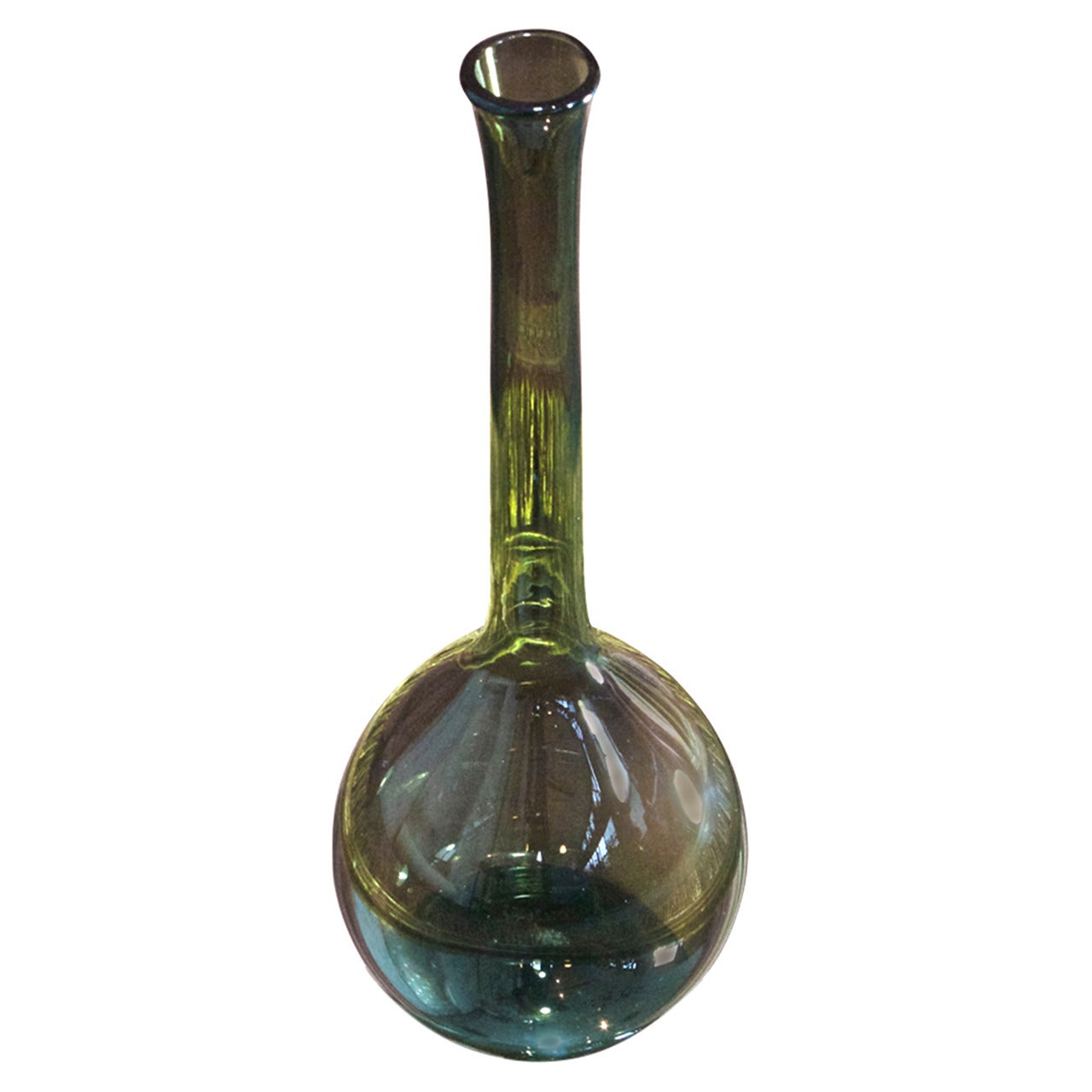 Scandinavian Olive Green Glass Vase