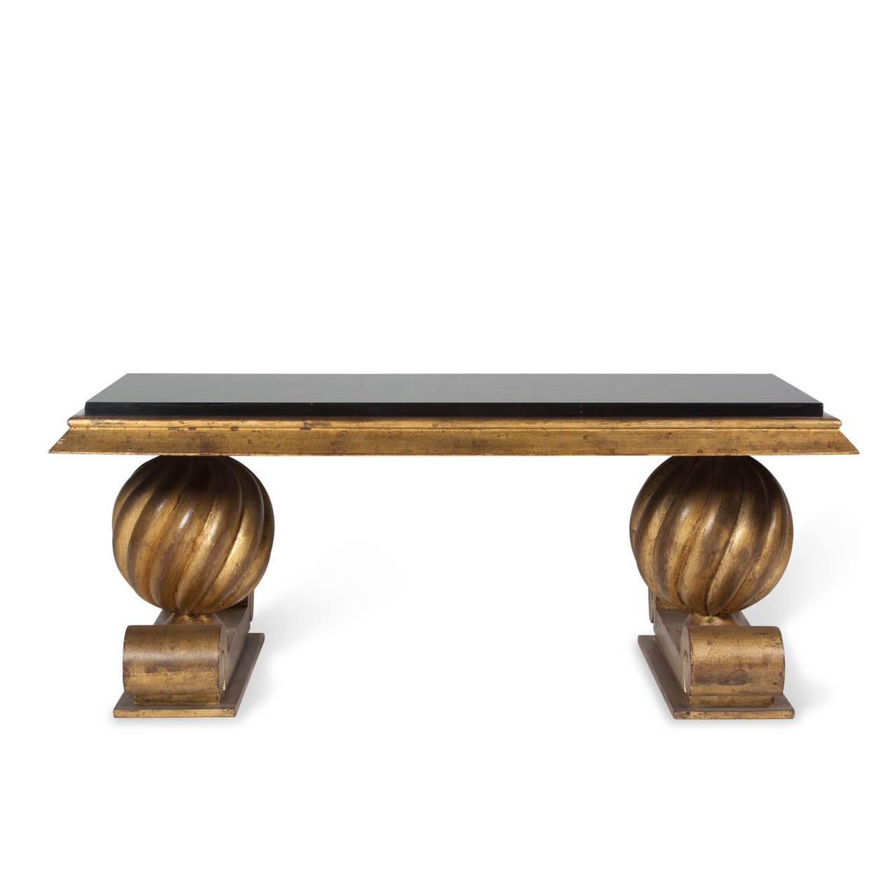 Painted Gold and Black Glass Coffee Table in the Style of Charles Moreux, French, 1940s For Sale