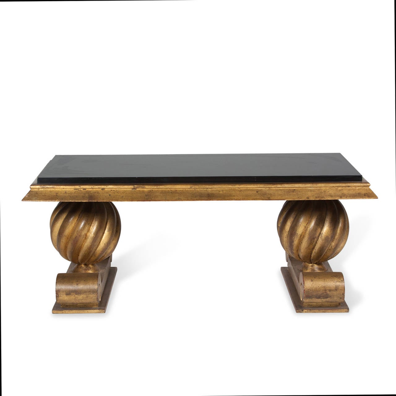 Gold and Black Glass Coffee Table in the Style of Charles Moreux, French, 1940s For Sale 2