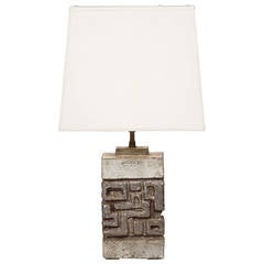 Geometric Ceramic Lamp by Marius Bessone, French 1950s