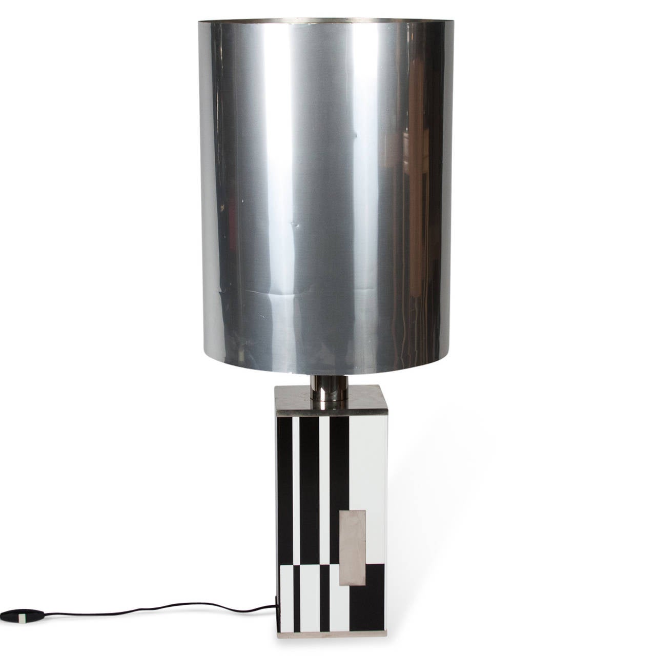 Black and White Tiled Table Lamp, Italian, circa 1970