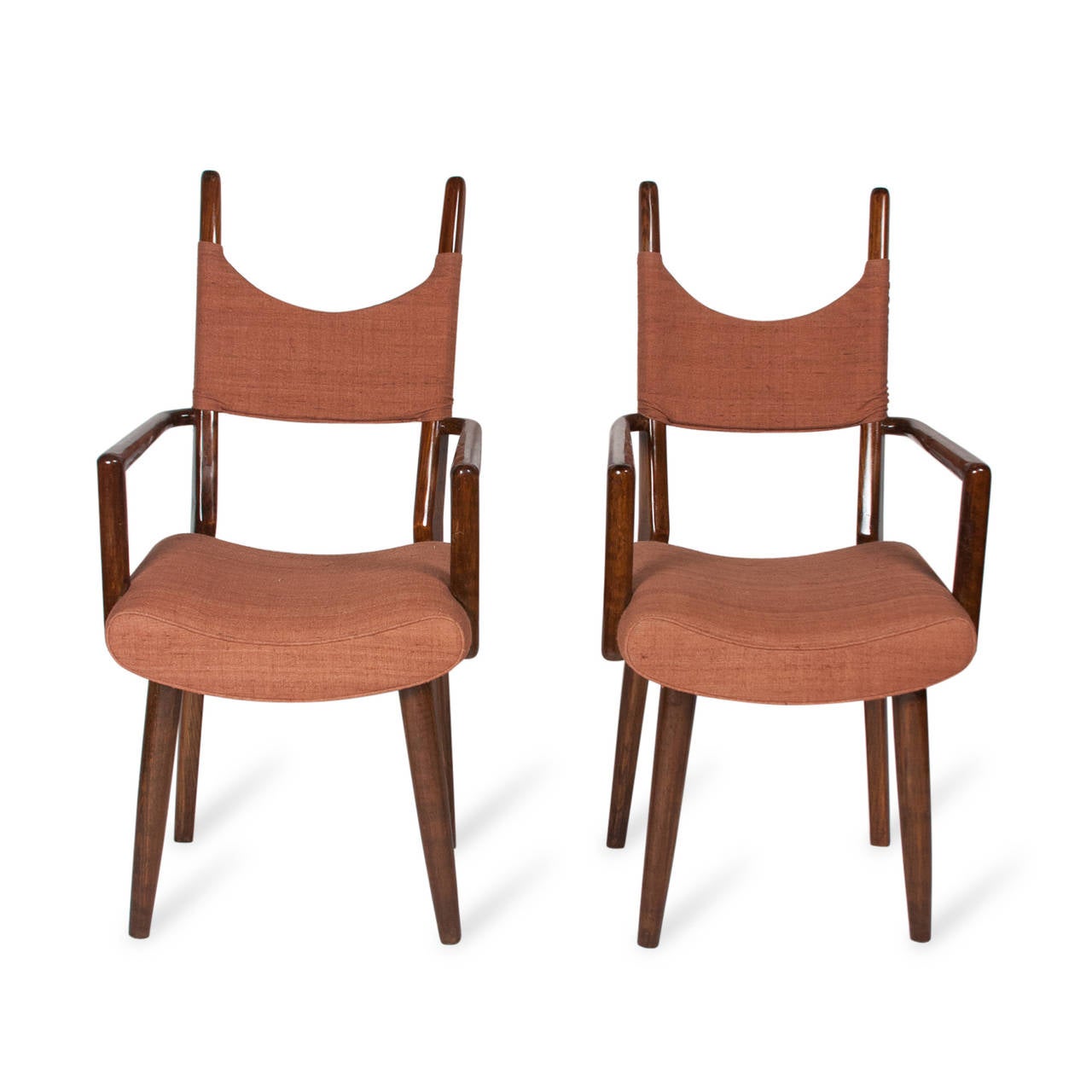 Pair of Palissandre Dining Chairs by Jean Royere, French, 1950s For Sale 1