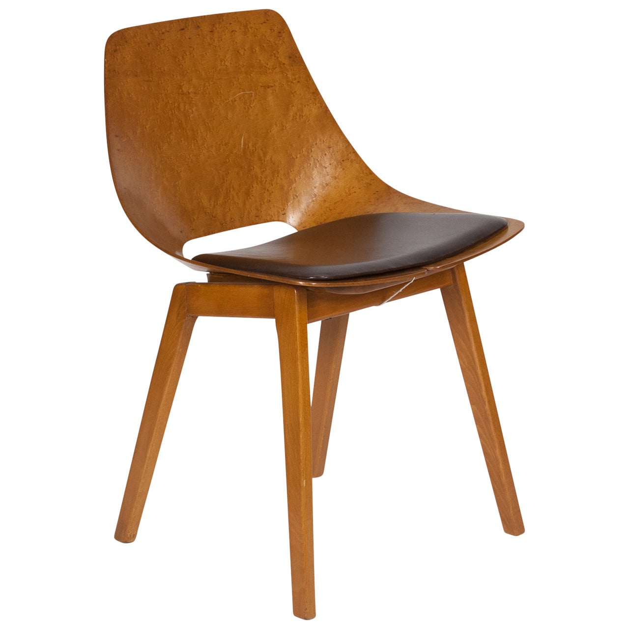 Original Molded Wood Chair by Pierre Guariche, French, 1950