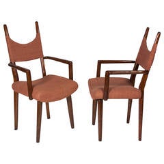 Pair of Palissandre Dining Chairs by Jean Royere, French, 1950s