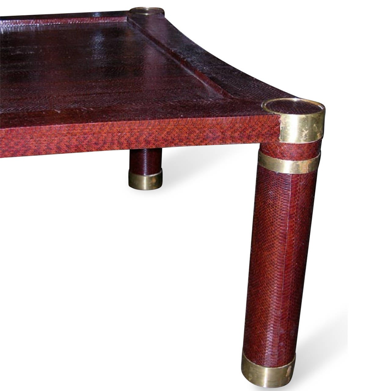 American Square Snakeskin-Covered Occasional Table by Karl Springer For Sale