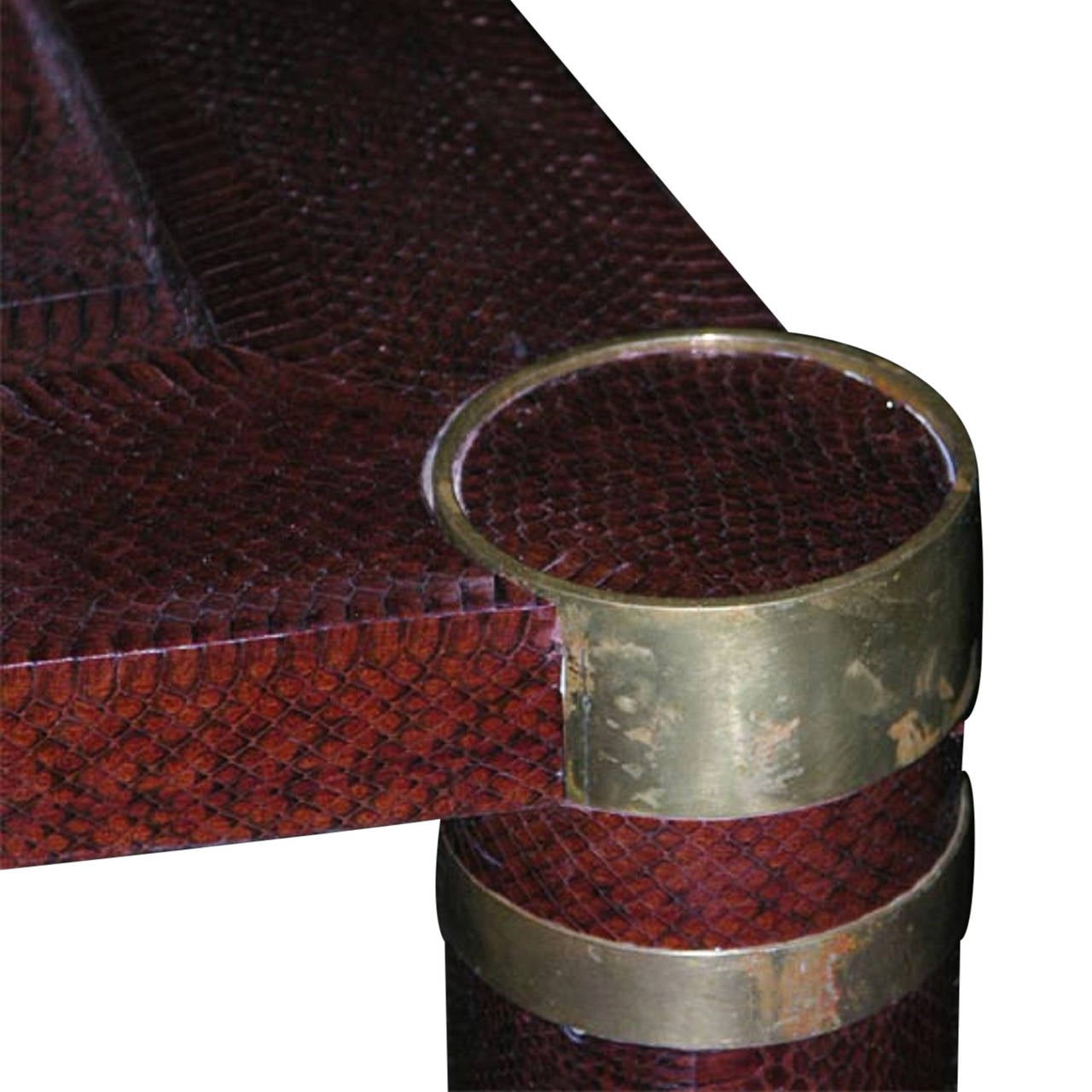 Square Snakeskin-Covered Occasional Table by Karl Springer For Sale 2