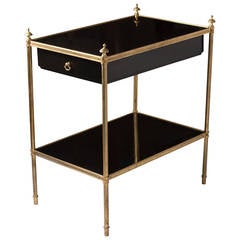 Black Lacquer End Table by Maison Jansen, French, 1940s Black Lacquer End Table by Maison Jansen, French, 1940s