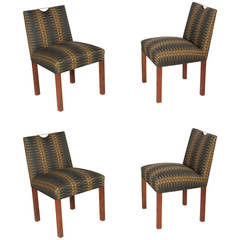 Set of Four Side Chairs with Bronze Accents, American, 1950s