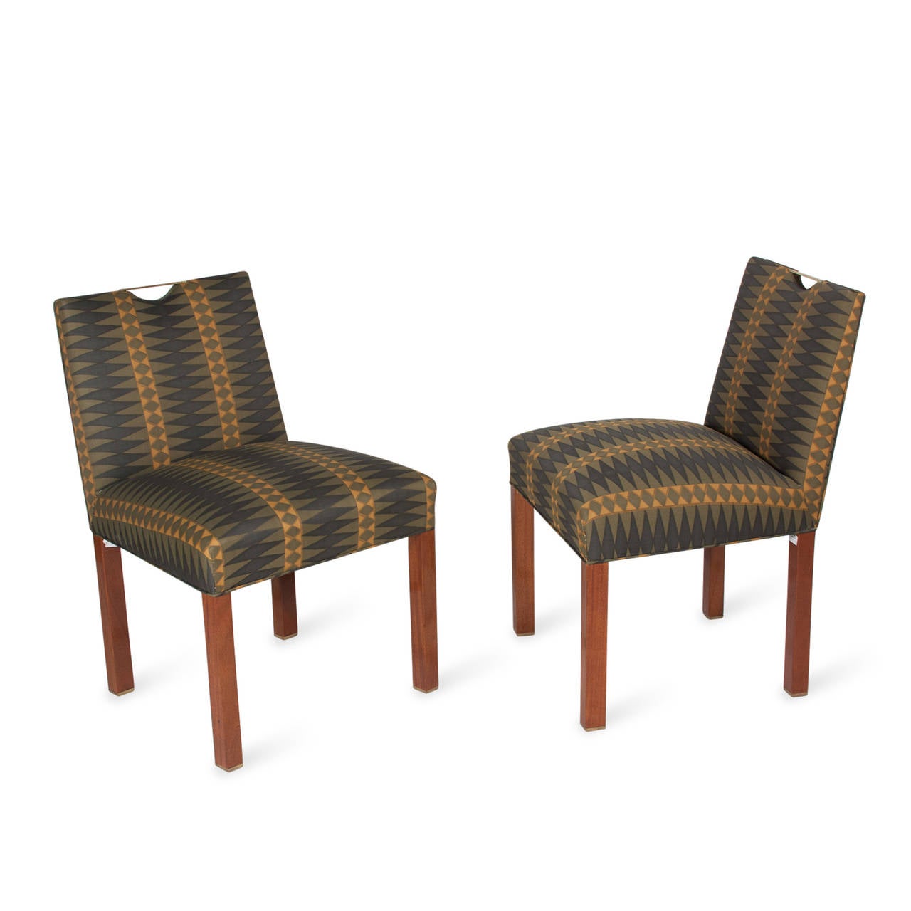 Set of Four Side Chairs with Bronze Accents, American, 1950s