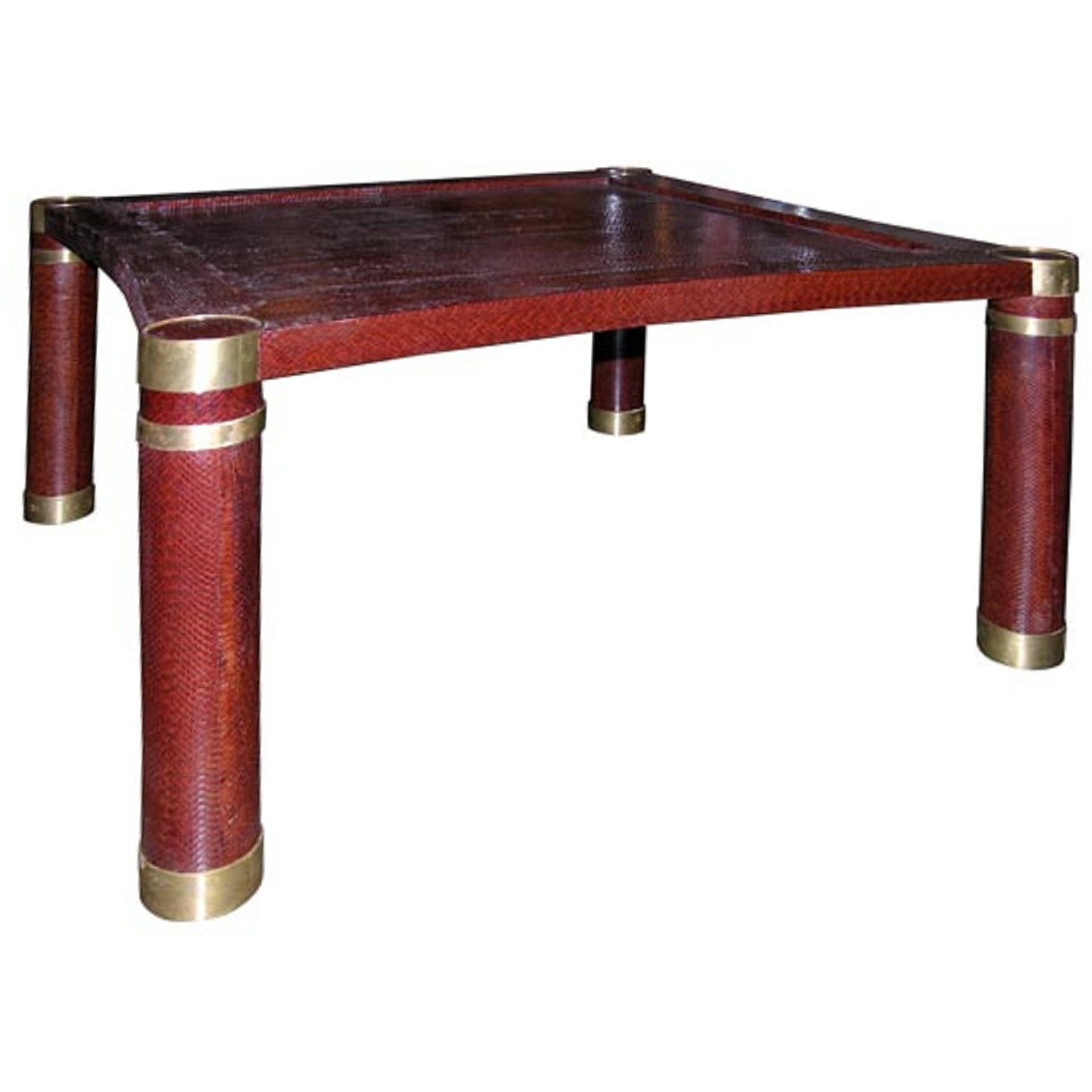 Square Snakeskin-Covered Occasional Table by Karl Springer For Sale