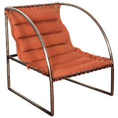 Steel Metal and Canvas Occasional Chair, French, 1920s